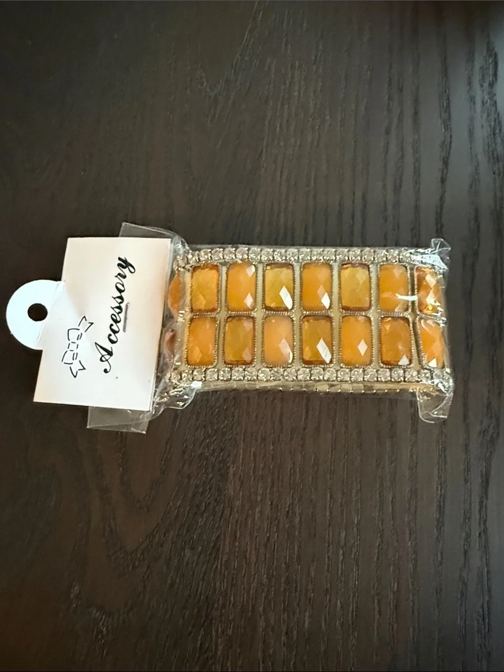 Yellow Stone Stretch Bracelet with Silver Accent